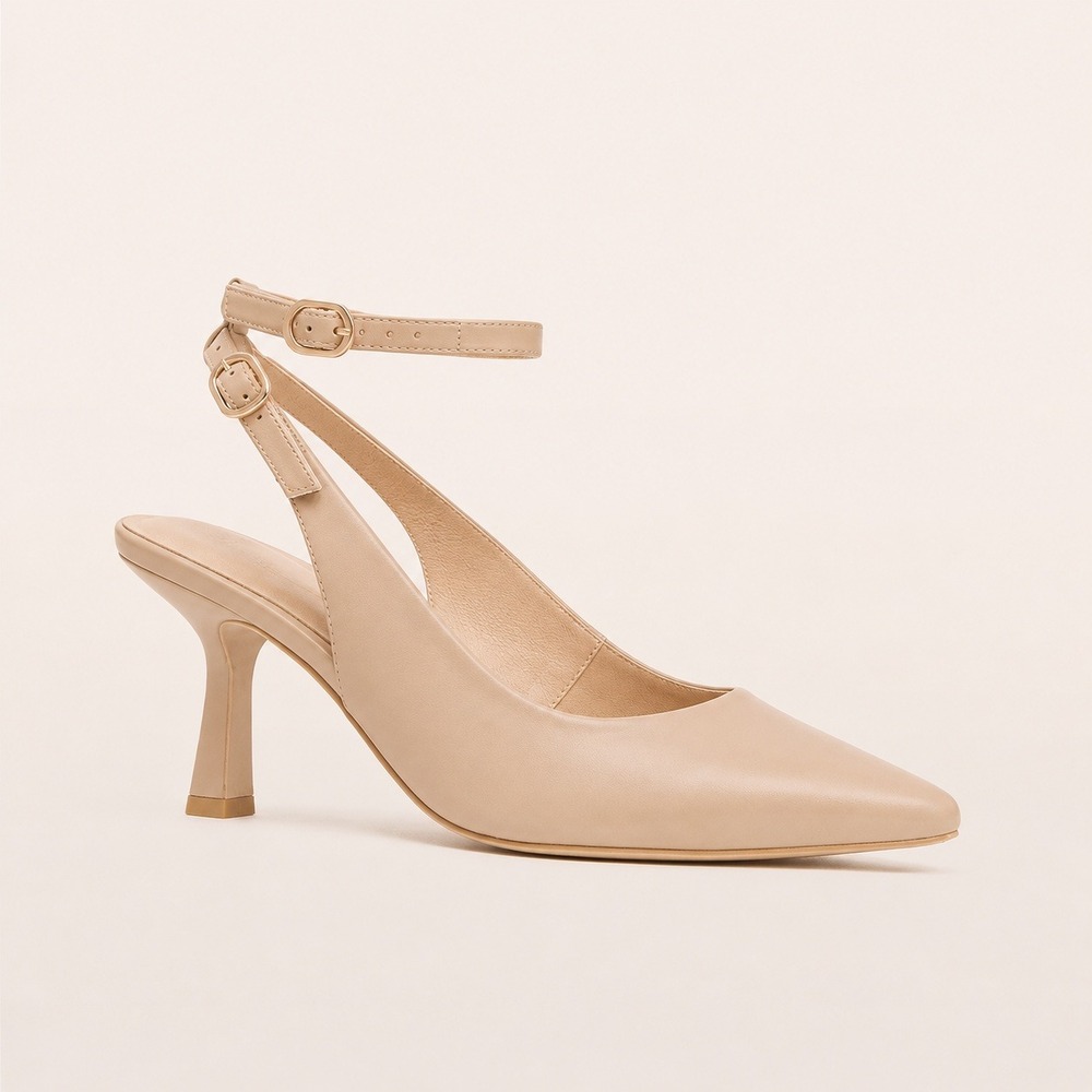 NEW FRANKIE4 Sand Beige Gigi Slingback Pointed Toe Pump Heels Comfort Size 7